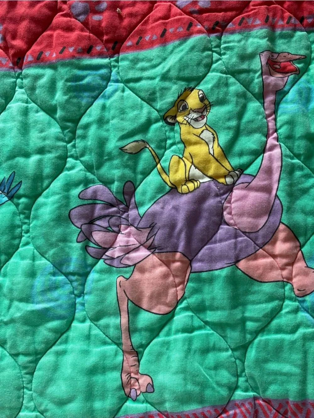 Vintage 90s Disney The Lion King Baby Blanket Quilt Crib 39”x51”